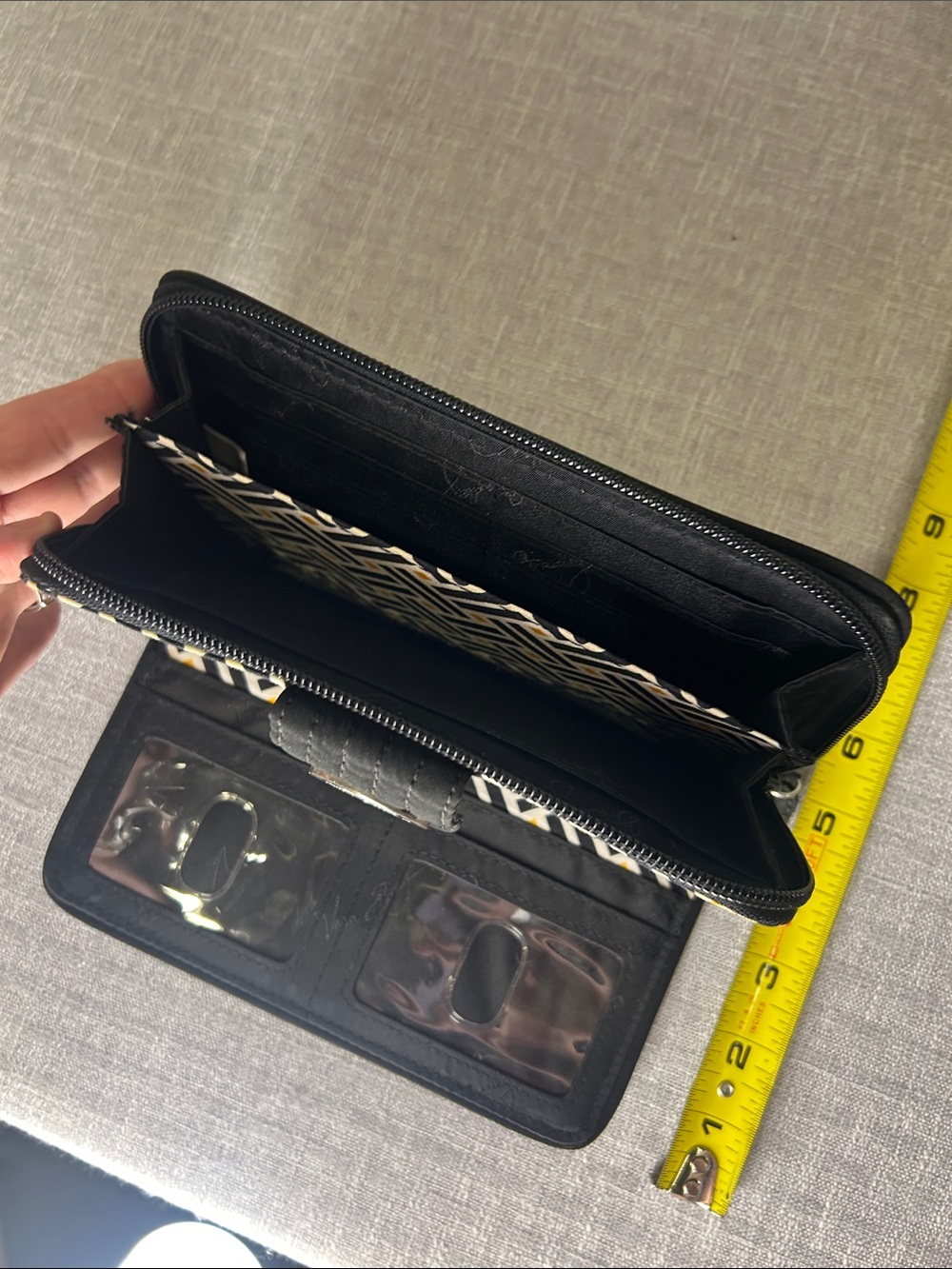 Vera Bradley Black Quilted Zip-Around Wallet with Turn-Lock Closure - Picture 7 of 10